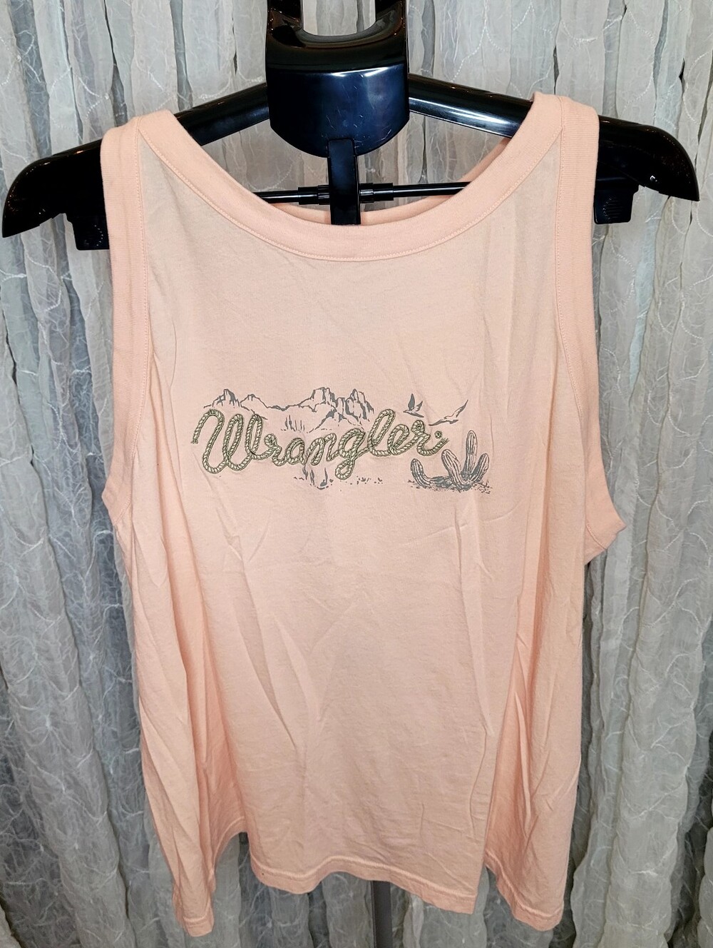 Wrangler XL Rope Peach Western Desert Graphic Tank Top Cactus Mountain Country
